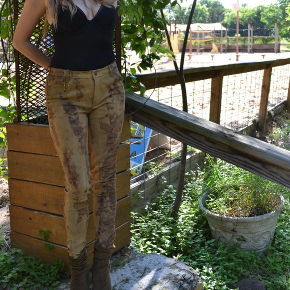 NEW leather brown tan gray‎ equestrian suede tie dyed cowgirl western XS - Picture 7 of 8